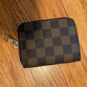 Checkerboard Zip card holder Wallet - Dark Brown